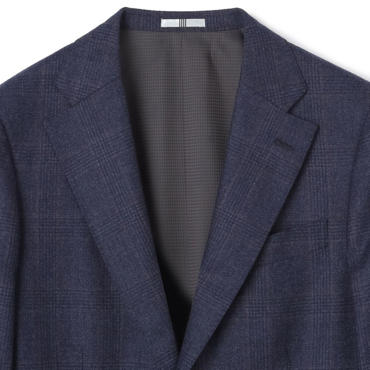 シルバーライン 【発送在庫あり】【CLASSICO TAPERED】【秋冬】2釦シングルスーツ 1タック/ネイビー×チェックオーバーペン/Ermenegildo Zegna LOOP woven in italy/※裾上げ必要 茶濃色