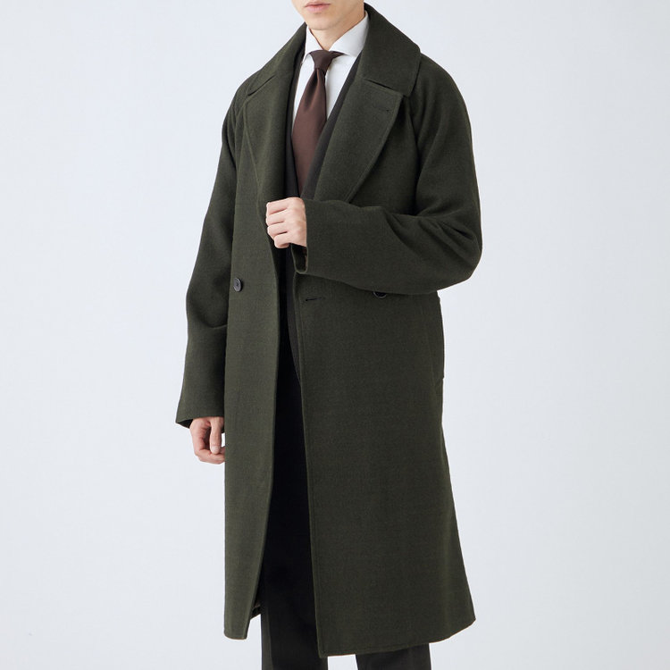 シルバーライン 【SL】ポリエステルデジタルツィードダブルラグランスリーブコート/カーキ×カルゼ 緑濃色