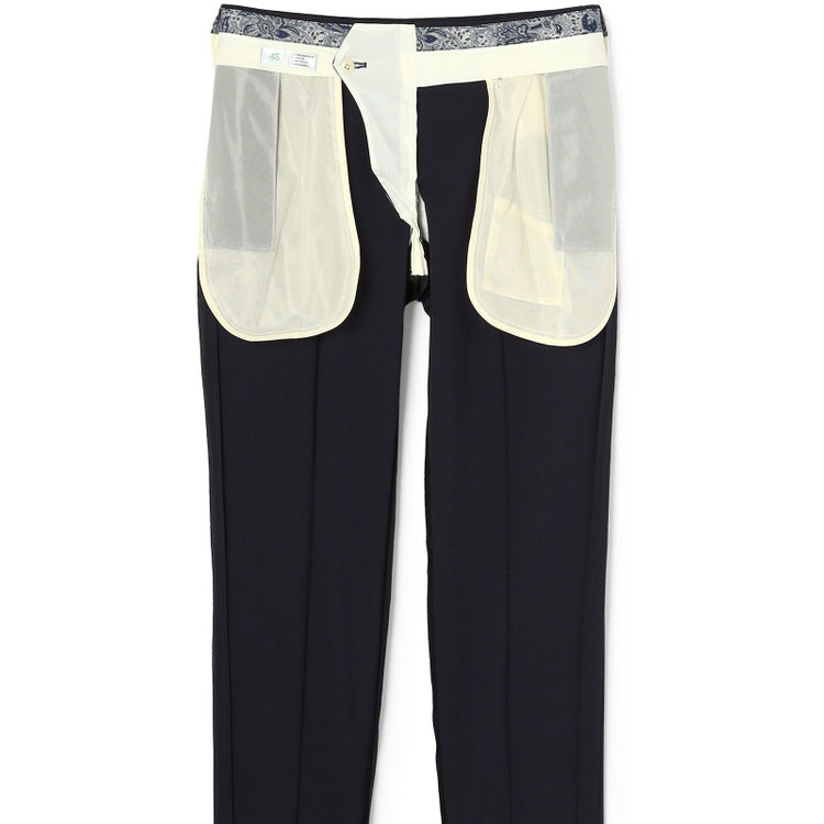 シルバーライン 【発送在庫あり】【CLASSICO TAPERED】【春夏】1タックテーパードパンツ/ネイビー×チェック/ウエストムーブ/ウォッシャブル/4S SUSTAINABILITY&ECOLOGY FABRIC/※裾上げ済仕様 紺濃色