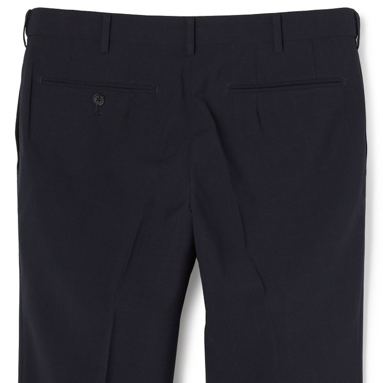 シルバーライン 【発送在庫あり】【CLASSICO TAPERED】【春夏】1タックテーパードパンツ/ネイビー×チェック/ウエストムーブ/ウォッシャブル/4S SUSTAINABILITY&ECOLOGY FABRIC/※裾上げ済仕様 紺濃色