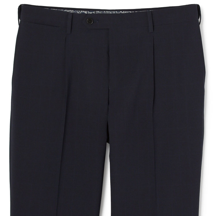 シルバーライン 【発送在庫あり】【CLASSICO TAPERED】【春夏】1タックテーパードパンツ/ネイビー×チェック/ウエストムーブ/ウォッシャブル/4S SUSTAINABILITY&ECOLOGY FABRIC/※裾上げ済仕様 紺濃色