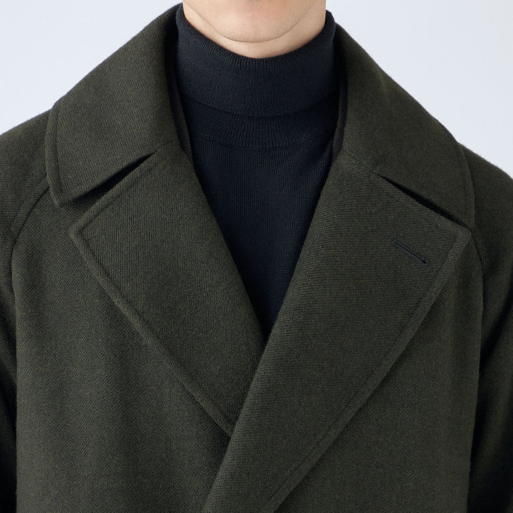 シルバーライン 【SL】ポリエステルデジタルツィードダブルラグランスリーブコート/カーキ×カルゼ 緑濃色