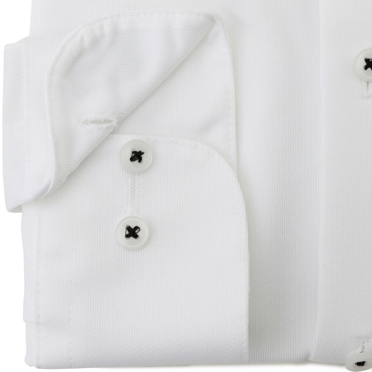 ブラックライン 【発送在庫あり】【WEB限定】【BLACK LINE】ボタンダウンワイシャツ/ホワイト×ドビー/釦付糸：ブラック/「4S」スーパーノンアイロン・ストレッチ 白