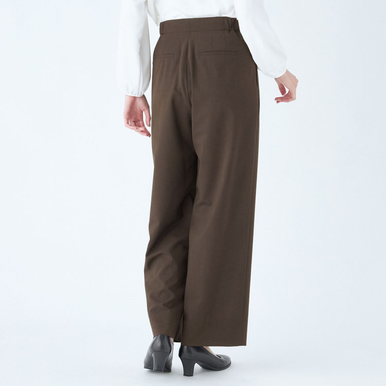 シルバーライン 【SL】【年間】ワイドパンツ/ブラウン/ウォッシャブル/裾上げ済仕様 茶中間