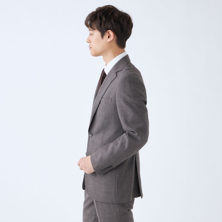 シルバーライン 【CLASSICO TAPERED】【秋冬】3釦段返りシングルスーツ 2タック/ブラウン×チェック/NEW ZEALAND WOOL MIX/※裾上げ必要 茶中間