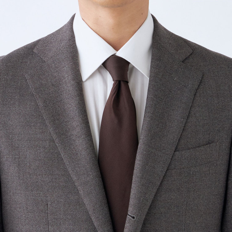 シルバーライン 【CLASSICO TAPERED】【秋冬】3釦段返りシングルスーツ 2タック/ブラウン×チェック/NEW ZEALAND WOOL MIX/※裾上げ必要 茶中間