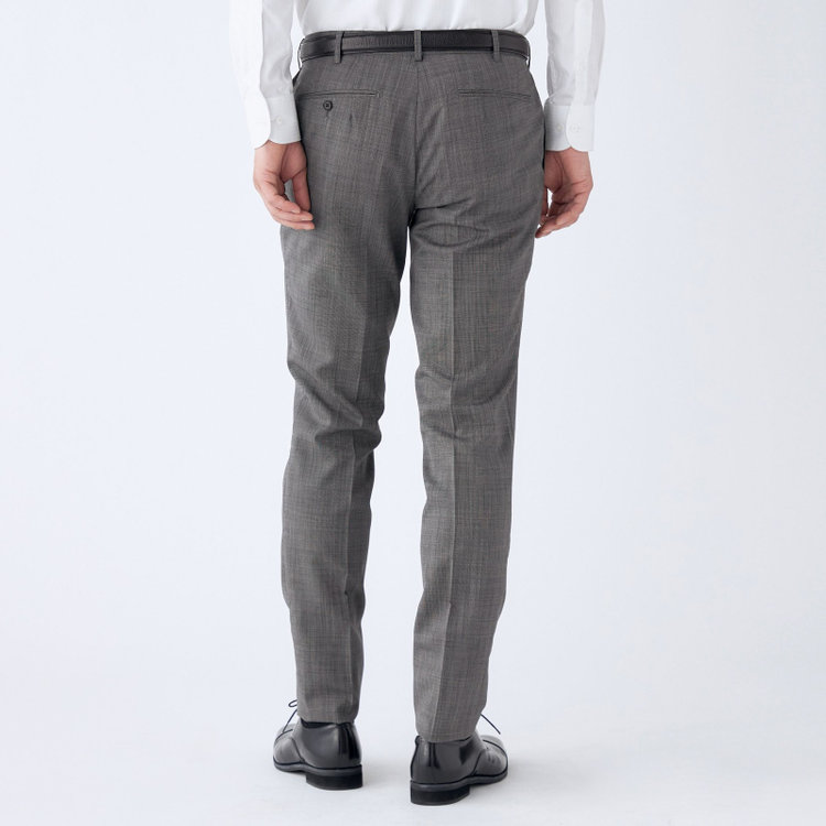 シルバーライン 【CLASSICO TAPERED】【春夏】ウール 1タックテーパードパンツ/グレー×ソリッド/ウエストムーブ/ウォッシャブル/※裾上げ必要 グレー淡色
