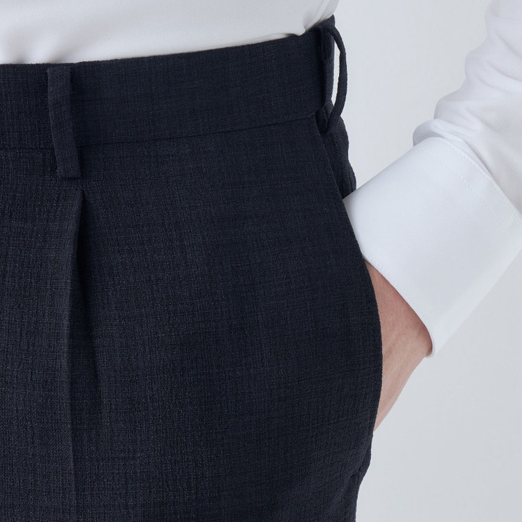 シルバーライン 【CLASSICO TAPERED】【春夏】1タックテーパードパンツ/ネイビー/ウエストムーブ4S SUSTAINABILITY&ECOLOGY FABRIC/※裾上げ済み仕様 紺濃色