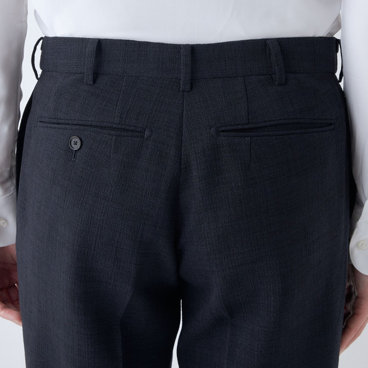 シルバーライン 【CLASSICO TAPERED】【春夏】1タックテーパードパンツ/ネイビー/ウエストムーブ4S SUSTAINABILITY&ECOLOGY FABRIC/※裾上げ済み仕様 紺濃色