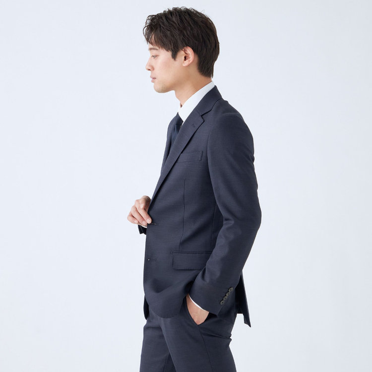 シルバーライン 【CLASSICO TAPERED】【年間】【結婚式対応可】2釦シングルフォーピーススーツ 1タック/ネイビー＋コーディネートパンツグレー/両面ジレ/ウエストムーブ/4S SUSTAINABILITY&ECOLOGY FABRIC/※裾上げ必要 紺中間