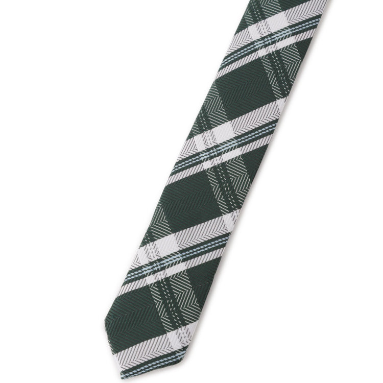 シルバーライン 【BLACK LINE】ポリエステルシルクチェックネクタイ 7.5cm幅/グリーン その他