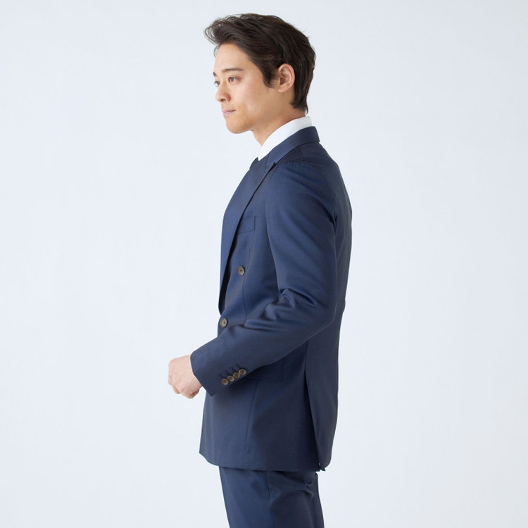 シルバーライン 【発送在庫あり】【CLASSICO TAPERED】【春夏】6釦2掛けダブルスーツ 1タック/ネイビー/チェンジポケット/MARZOTTO/※パンツ裾直し必要 青濃色