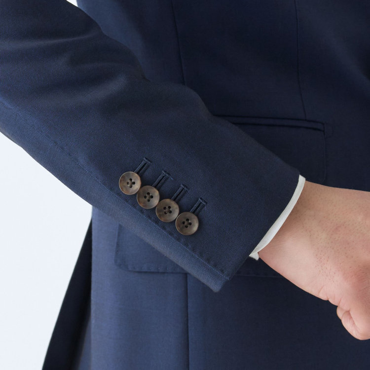 シルバーライン 【発送在庫あり】【CLASSICO TAPERED】【春夏】6釦2掛けダブルスーツ 1タック/ネイビー/チェンジポケット/MARZOTTO/※パンツ裾直し必要 青濃色