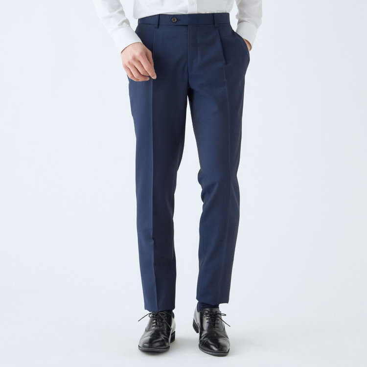 シルバーライン 【発送在庫あり】【CLASSICO TAPERED】【春夏】6釦2掛けダブルスーツ 1タック/ネイビー/チェンジポケット/MARZOTTO/※パンツ裾直し必要 青濃色