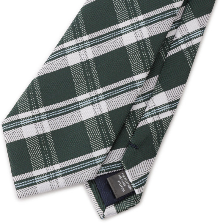 シルバーライン 【BLACK LINE】ポリエステルシルクチェックネクタイ 7.5cm幅/グリーン その他