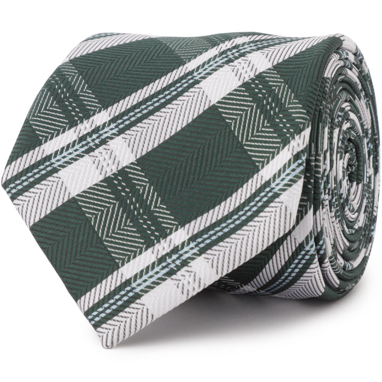 シルバーライン 【BLACK LINE】ポリエステルシルクチェックネクタイ 7.5cm幅/グリーン その他