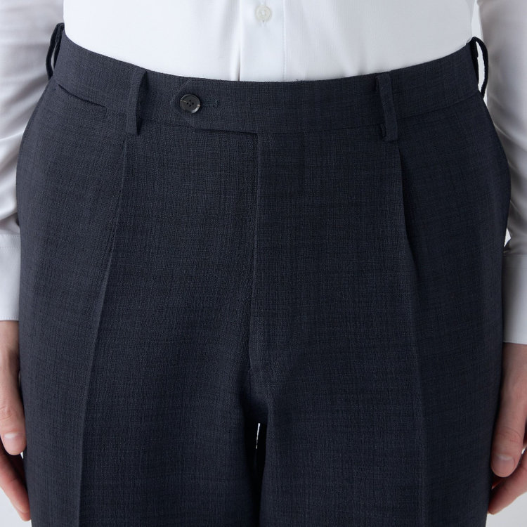シルバーライン 【CLASSICO TAPERED】【春夏】1タックテーパードパンツ/ネイビー/ウエストムーブ4S SUSTAINABILITY&ECOLOGY FABRIC/※裾上げ済み仕様 紺濃色