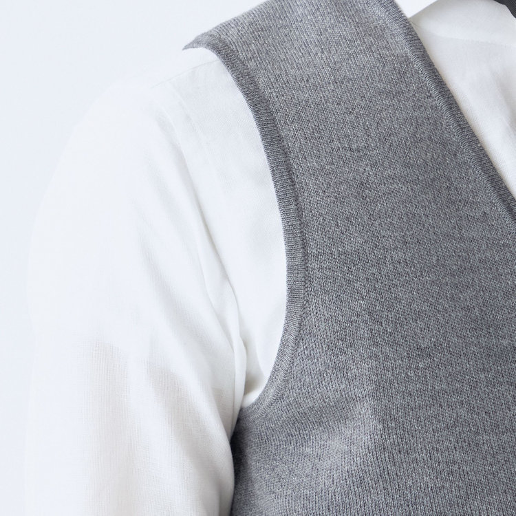 スーツセレクト 【RBC】【秋冬】ミラノリブ ニットダブルジレ(ベスト)/グレー グレー中間