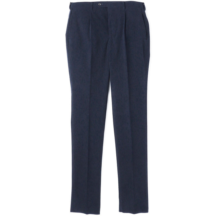 シルバーライン 【5DAYS CLOSET】【RBC】【秋冬】1タックテーパードパンツ/ネイビー×コーデュロイ/ウエストムーブ仕様/4S SUSTAINABLE/※裾上げ必要 紺中間