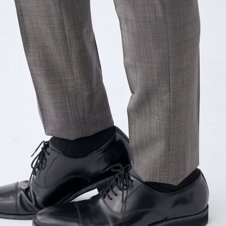 シルバーライン 【CLASSICO TAPERED】【春夏】ウール 1タックテーパードパンツ/グレー×ソリッド/ウエストムーブ/ウォッシャブル/※裾上げ必要 グレー淡色