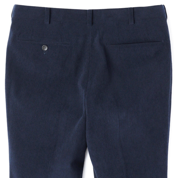 シルバーライン 【5DAYS CLOSET】【RBC】【秋冬】1タックテーパードパンツ/ネイビー×コーデュロイ/ウエストムーブ仕様/4S SUSTAINABLE/※裾上げ必要 紺中間