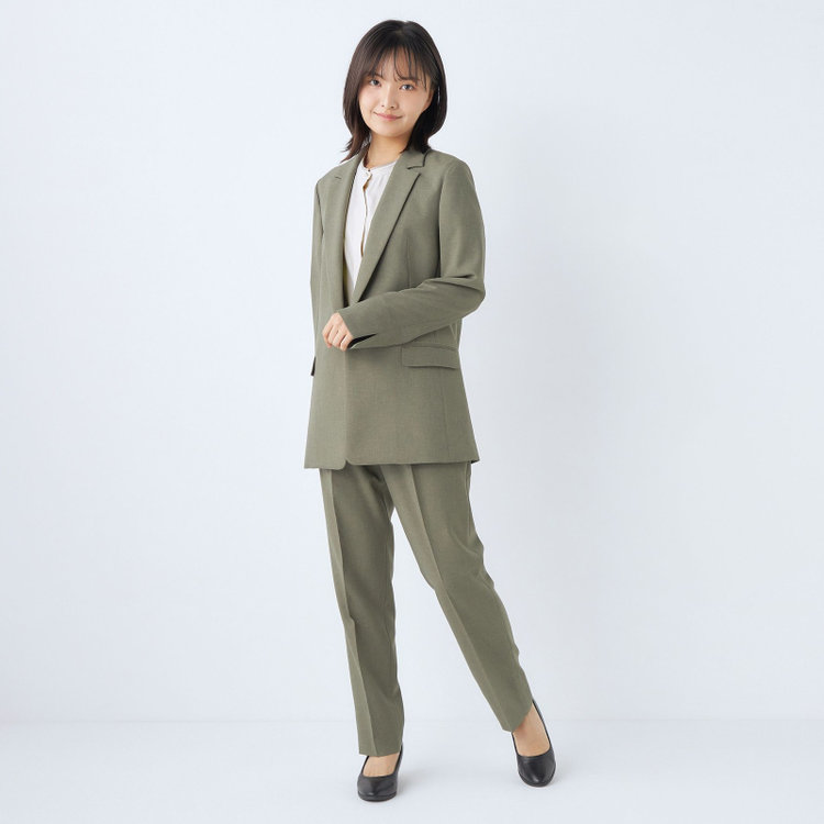 シルバーライン 【SILVER LINE】【【年間】1釦シングルパンツスーツ/グリーン/ウォッシャブル/Naturemier/※パンツ裾上げ済仕様 緑中間