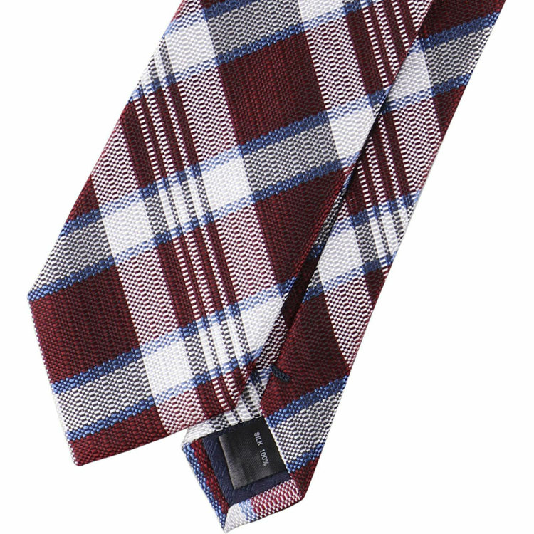 ブラックライン 【WEB限定/OUTLET】【BL】シルクチェックネクタイ 7.0cm幅/ワイン×ブルー×ホワイト ワイン系(赤)