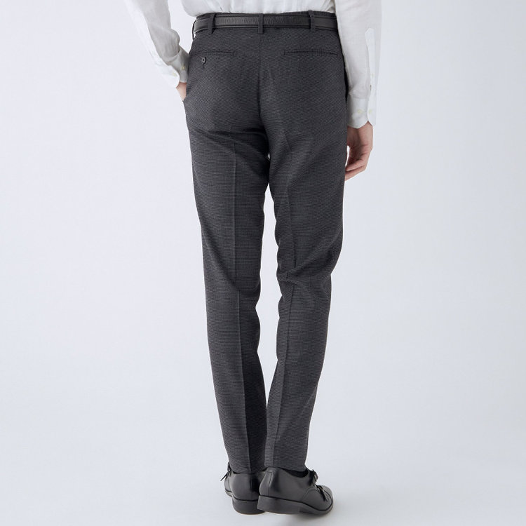 シルバーライン 【CLASSICO TAPERED】【秋冬】ウール ブレンド1タックテーパードパンツ/グレー×ハウンドトゥース/ウエストムーブ仕様/ウォッシャブル素材/※裾上げ必要 グレー中間