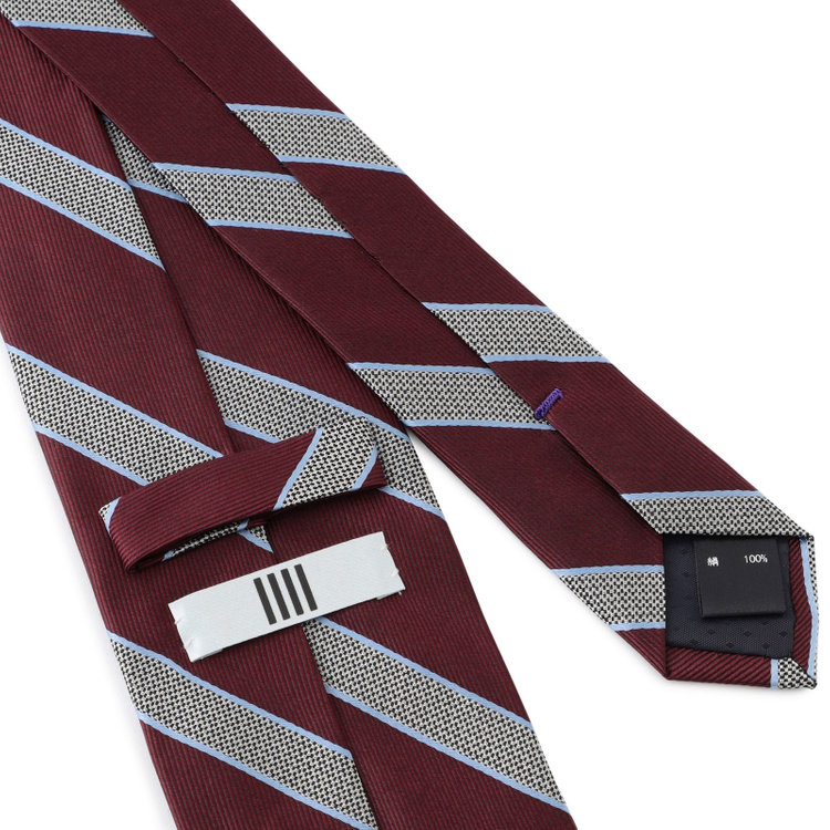 シルバーライン 【SILVER LINE】シルクストライプネクタイ 8.0cm幅/ワイン×グレー＋パープル その他