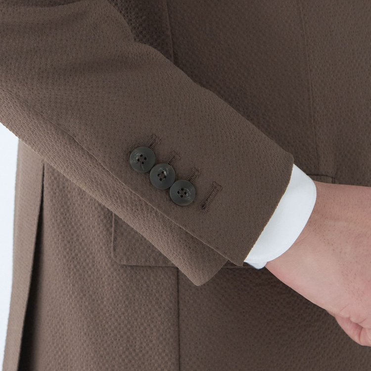 スーツセレクト 【WEB限定/OUTLET】【RBC】【春夏】コーディネートパンツ付き/ワイドラペル2釦シングルスーツ 1タック/ブラウン×シアサッカー+サンドブラウンパンツ/ウエストシャーリング/ウォッシャブル/※パンツ裾上げ済仕様 ブラウン系(茶)