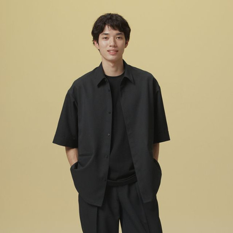 ブラックライン 「TailoredCasual」【春夏】ハーフスリーブシャツ/ブラック 黒