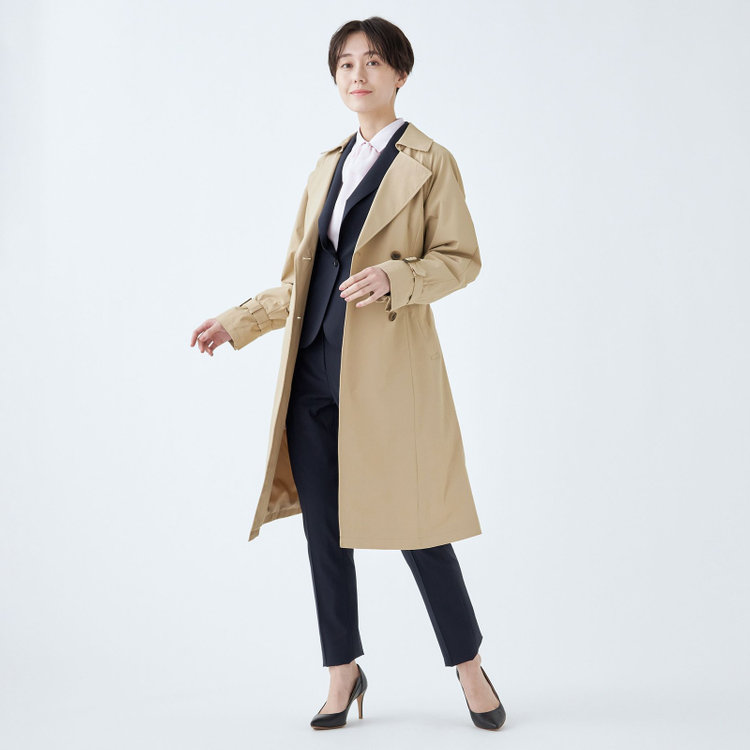 スーツセレクト 【SUIT SELECT×Samantha Thavasa】バックプリーツ トレンチコート/ベージュ 茶淡色