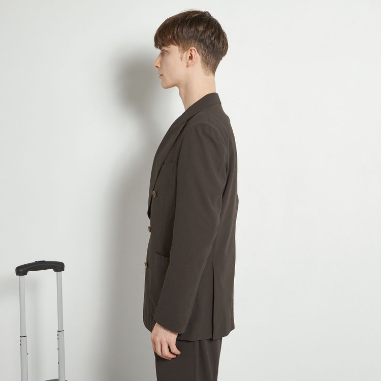 シルバーライン 【RBC】【春夏】6釦2掛けダブルジャケット/ブラウン×サッカー/パッチポケット/4S AIR 茶濃色