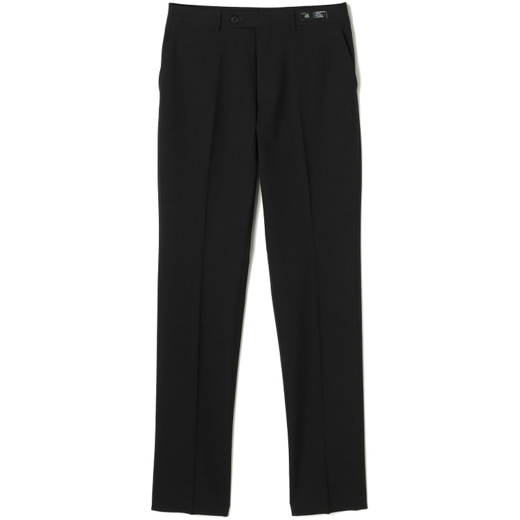 ブラックライン 【SLIM TAPERED】【春夏】0タックテーパードパンツ/ブラック×バーズアイ/「氷撃」冷感PRINT/4S SUSTAINABILITY&ECOLOGY FABRIC「ウォッシャブル」「ストレッチ」/※裾上げ済み仕様 黒