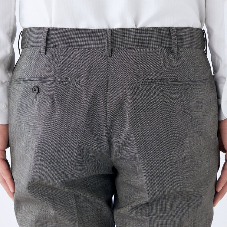 シルバーライン 【CLASSICO TAPERED】【春夏】ウール 1タックテーパードパンツ/グレー×ソリッド/ウエストムーブ/ウォッシャブル/※裾上げ必要 グレー淡色