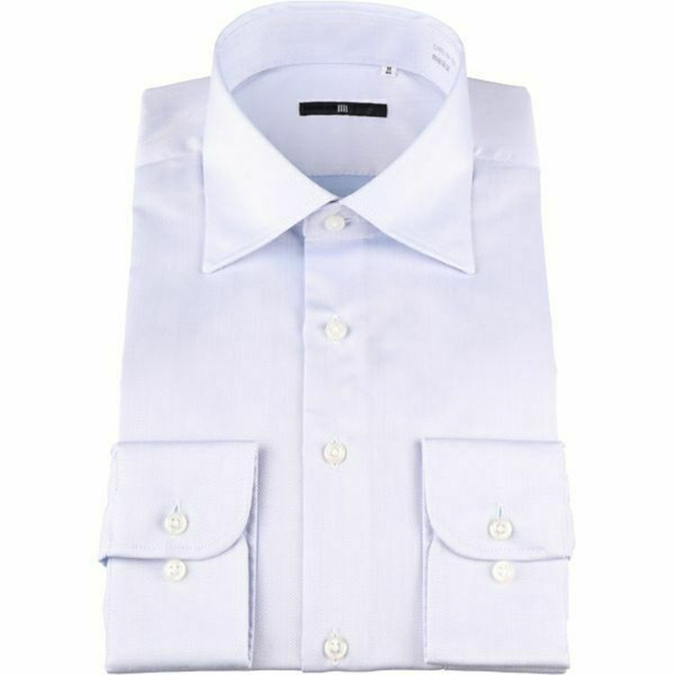 ブラックライン 【BLACK LINE】【形態安定】ワイドカラードレスワイシャツ/ブルー×ドビー 青淡色