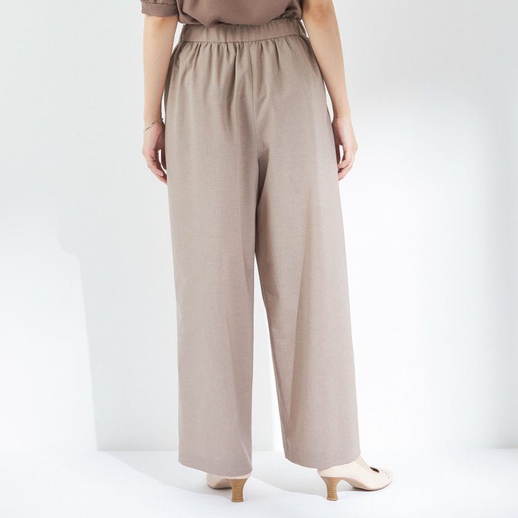 シルバーライン 【SL】【年間】ワイドパンツ/モカベージュ/ウエストシャーリング/ウォッシャブル/4S/裾上げ済仕様 茶淡色