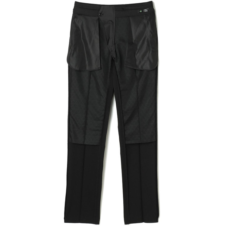 ブラックライン 【SLIM TAPERED】【春夏】0タックテーパードパンツ/ブラック×バーズアイ/「氷撃」冷感PRINT/4S SUSTAINABILITY&ECOLOGY FABRIC「ウォッシャブル」「ストレッチ」/※裾上げ済み仕様 黒