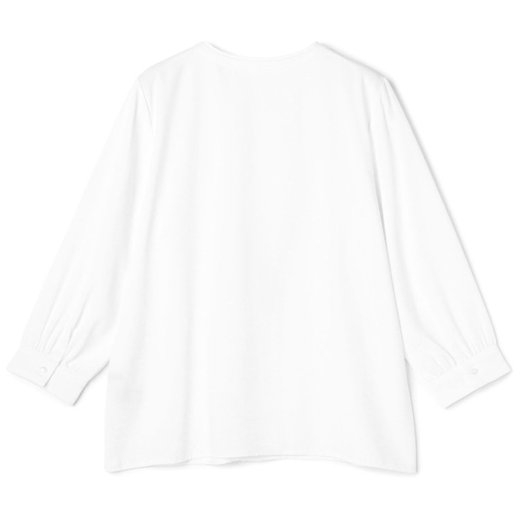 シルバーライン 【SILVER LINE/7分袖】配色フロントプリーツプルオーバー/ホワイト/「ウォッシャブル」「ストレッチ」「防シワ」「UV加工」「静電気防止」 白