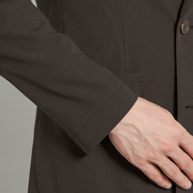 シルバーライン 【RBC】【春夏】6釦2掛けダブルジャケット/ブラウン×サッカー/パッチポケット/4S AIR 茶濃色