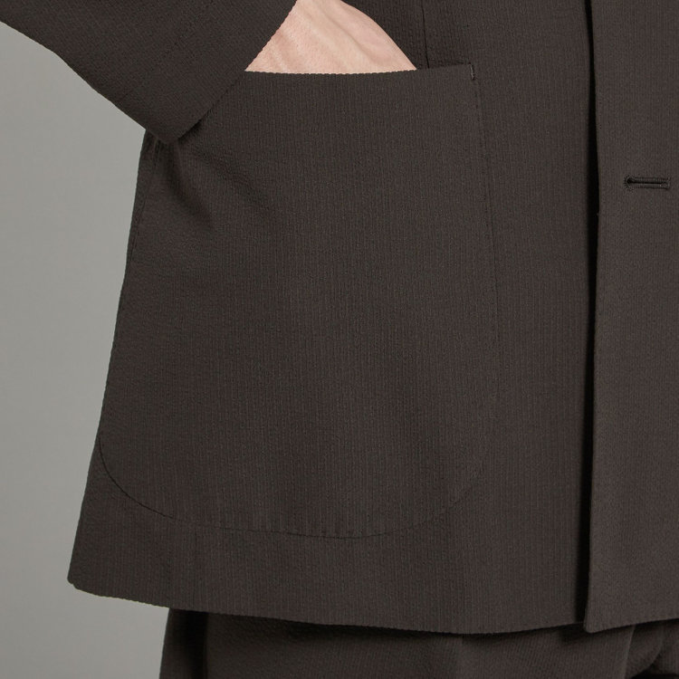 シルバーライン 【RBC】【春夏】6釦2掛けダブルジャケット/ブラウン×サッカー/パッチポケット/4S AIR 茶濃色