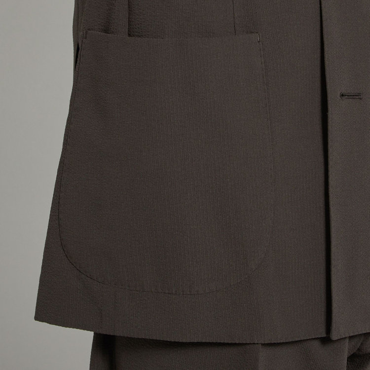 シルバーライン 【RBC】【春夏】6釦2掛けダブルジャケット/ブラウン×サッカー/パッチポケット/4S AIR 茶濃色