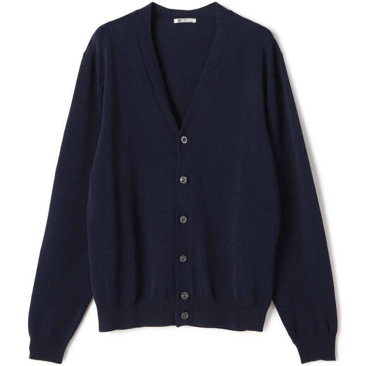 スーツセレクト 【RBC】【春夏】コットンレーヨンニットカーディガン/ネイビー 紺中間