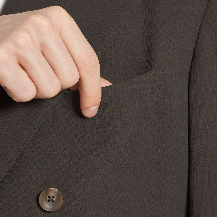 シルバーライン 【RBC】【春夏】6釦2掛けダブルジャケット/ブラウン×サッカー/パッチポケット/4S AIR 茶濃色