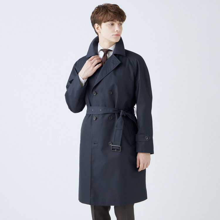 ブラックライン 【発送在庫あり】【SL】コットンブレンド ダブルトレンチベルテッドコート/ネイビー/WATERPROOF ネイビー系(紺)