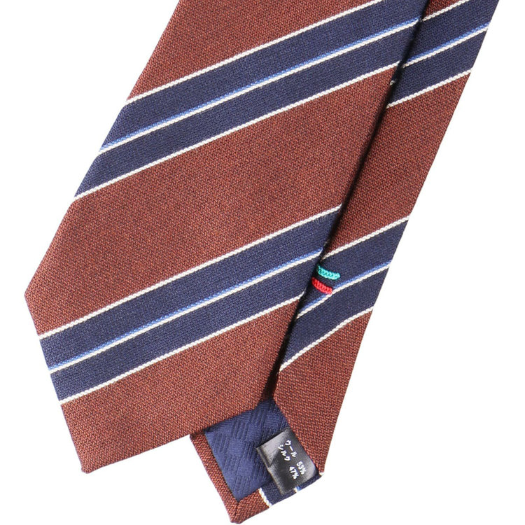 ブラックライン 【発送在庫あり】【BL】シルクブレンドストライプネクタイ 7.5cm幅/ブラウン×ネイビー ブラウン系(茶)
