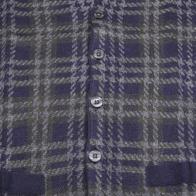 ブラックライン 【WEB限定/OUTLET】【SL】ニットジレ/ネイビー＆カーキ＆グレー×チェック/RAUMER italia ネイビー系(紺)
