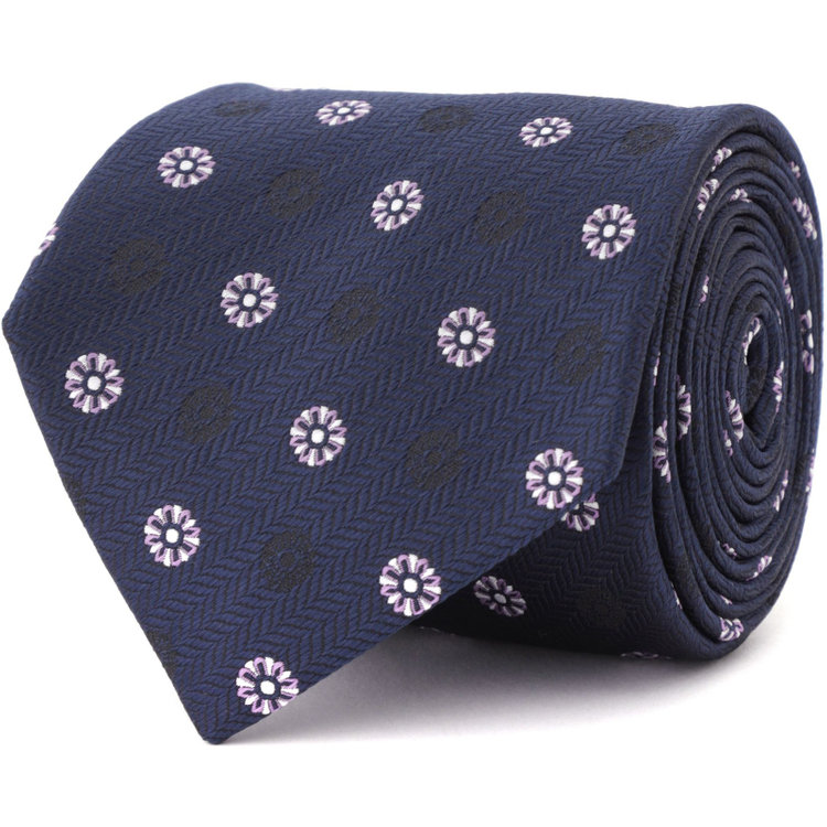 シルバーライン 【SILVER LINE】ポリエステルシルク小紋ネクタイ 8.0cm幅/ネイビー その他