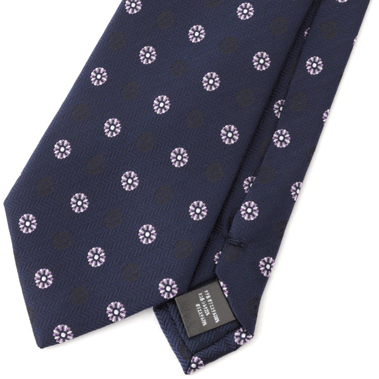 シルバーライン 【SILVER LINE】ポリエステルシルク小紋ネクタイ 8.0cm幅/ネイビー その他