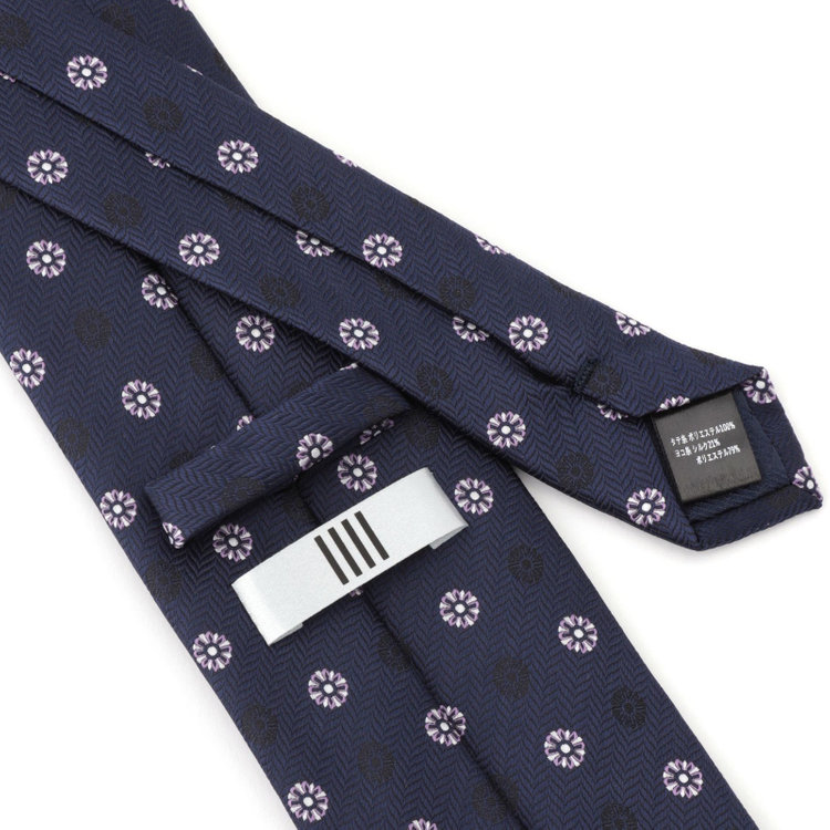 シルバーライン 【SILVER LINE】ポリエステルシルク小紋ネクタイ 8.0cm幅/ネイビー その他